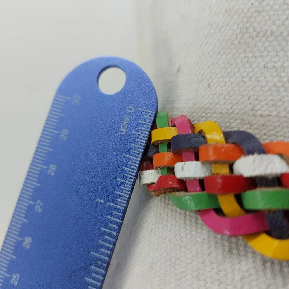 Vintage Womens Small Medium Belt Multi colored Braided Belt Rainbow 80s 90s